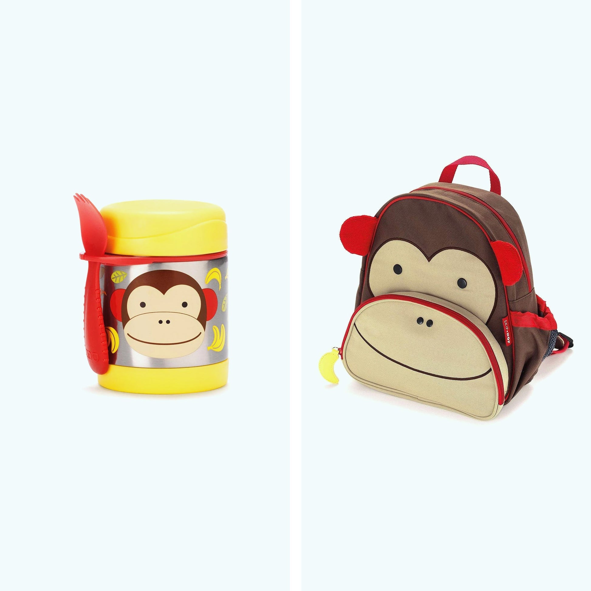 Skip Hop Zoo Little Kid Backpack Monkey & Skip Hop Zoo Insulated Little Kid Food Jar Monkey - Toys4All.in