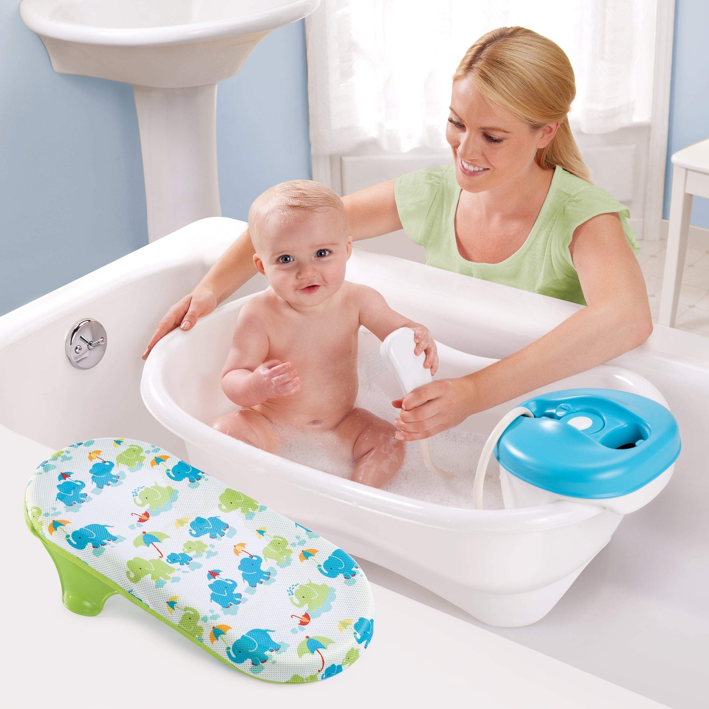 Summer Infant Newborn-To-Toddler Bath Center & Shower Blue || Birth+ to 12months - Toys4All.in