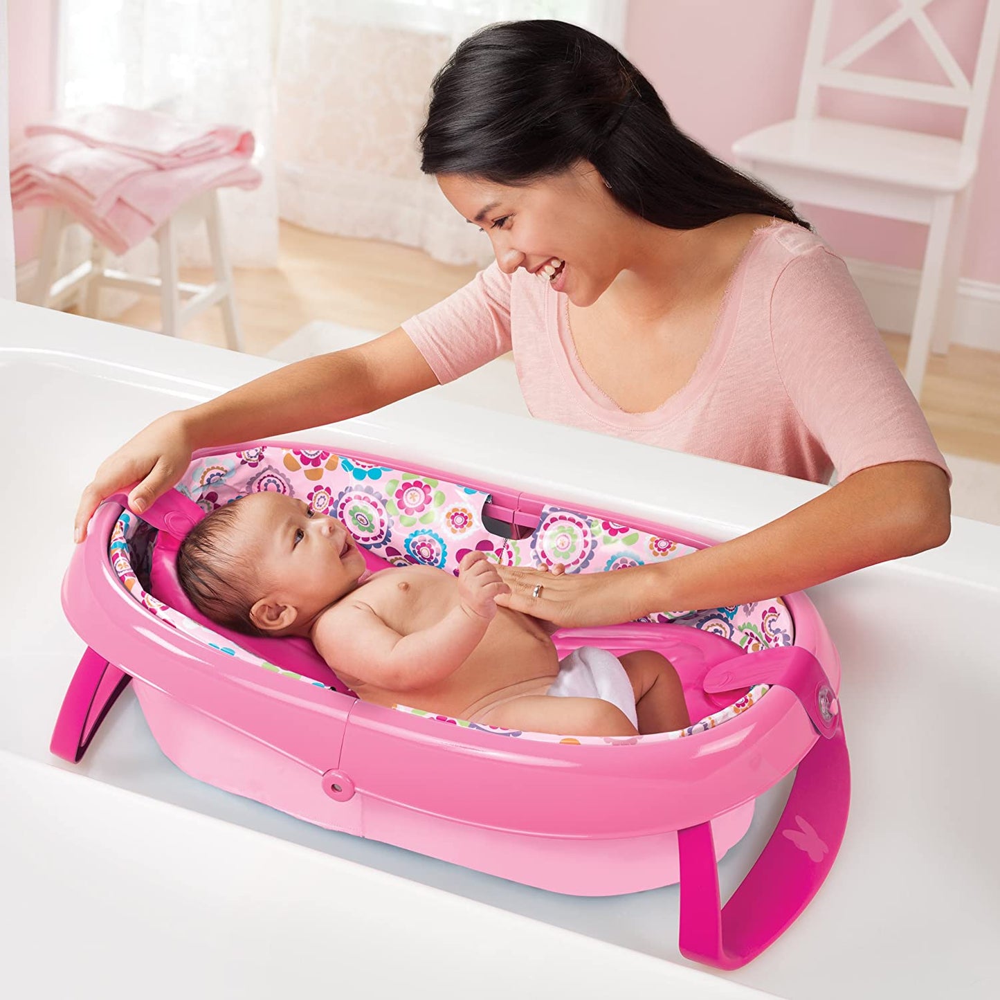 Summer Infants EasyStore Comfort Tub (Pink) || Birth+ to 12months || Distress Box - Toys4All.in