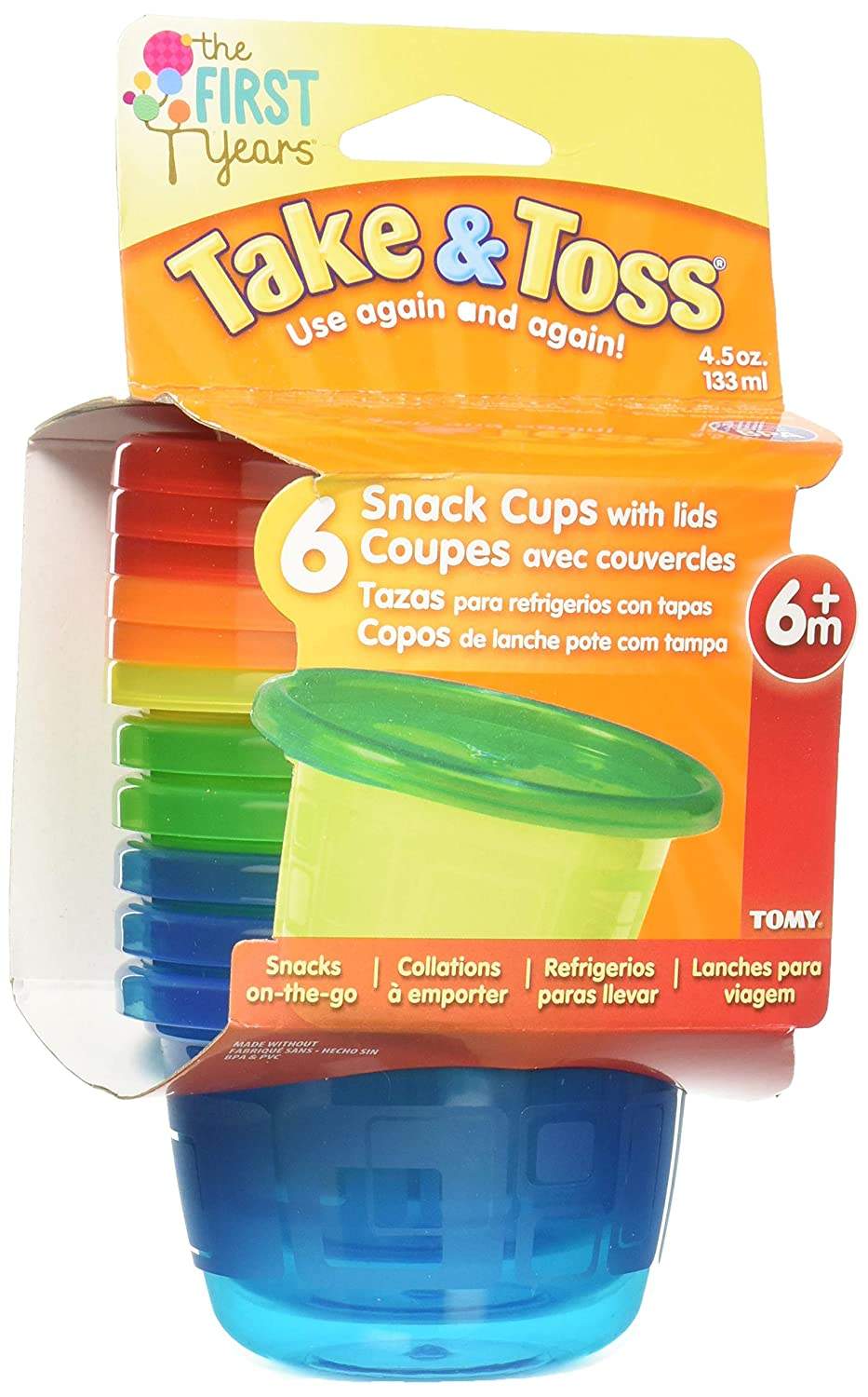 The First Years Take & Toss Snack Cups 4.5 Oz, 7 Pk Multicolor || 6months to 24months - Toys4All.in