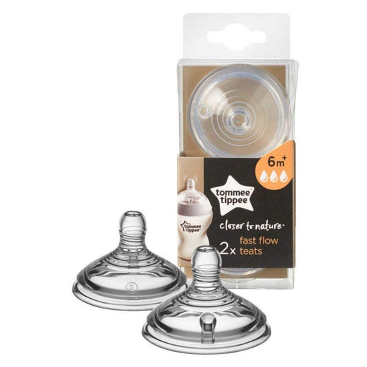 Tommee Tippee Closer Nature Easivent Fast Flow Teats (2 Pack) Transparent 6M To 24M - Toys4All.in