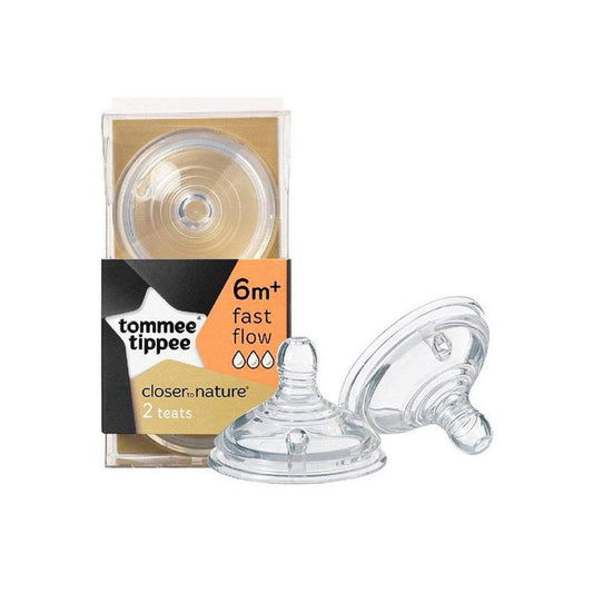 Tommee Tippee Closer Nature Easivent Fast Flow Teats (2 Pack) Transparent 6M To 24M - Toys4All.in