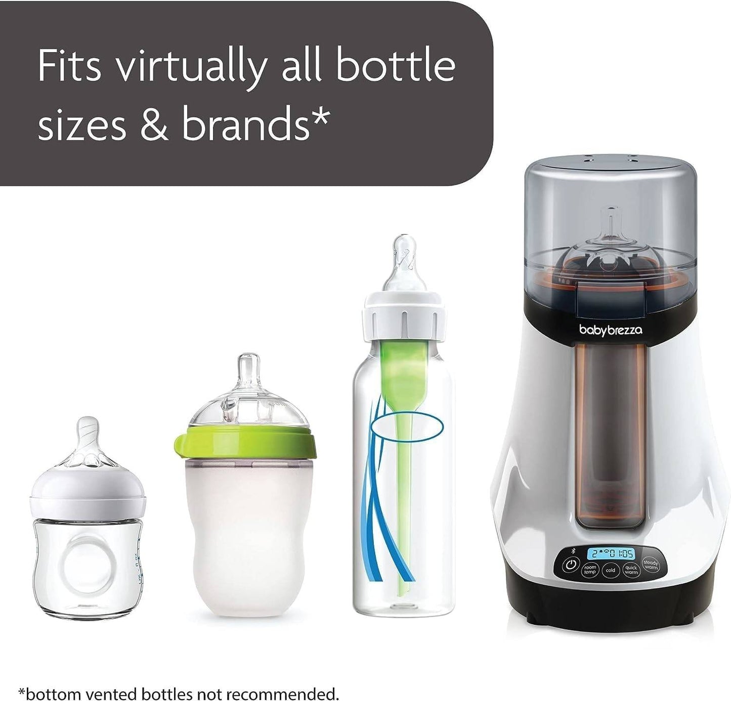 Baby Brezza Sterilizer Safe+ Smart Baby Bottle Warmer (Birth to 36 Months) White-Distressed